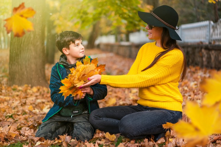 son-and-mon-spending-time-together-in-autumn-day