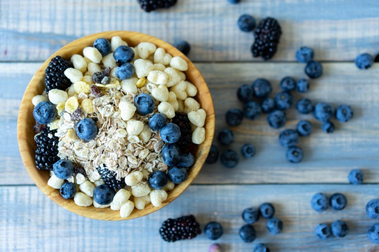 top-view-of-oatmeal-with-blueberries-and-mulberries