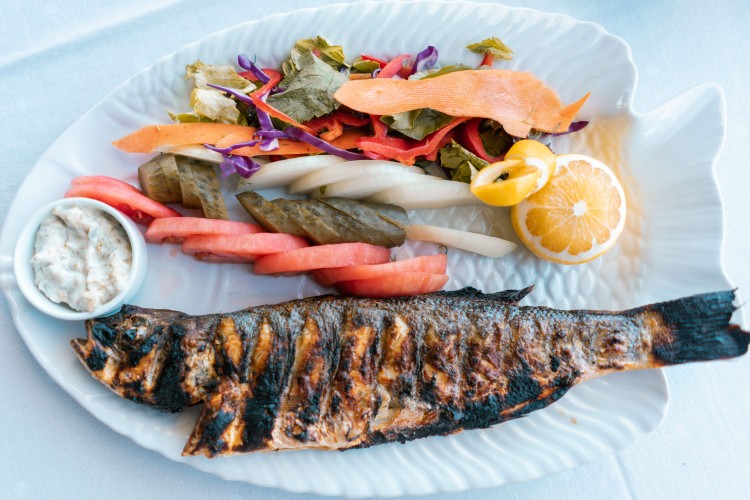 grilled-fish-with-vegetables-on-a-white-plate