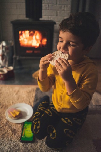 little-boy-with-cookies-by-the-fireplace-free-photo