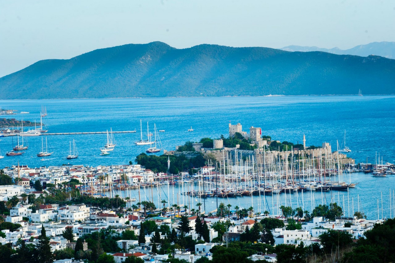 Beautiful Bodrum landscape with yachts