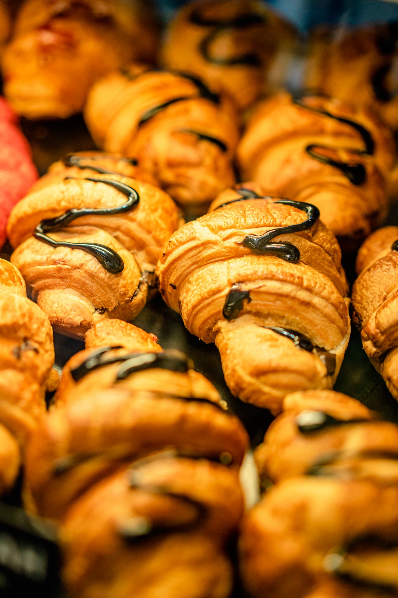 Delicious croissants with chocolate
