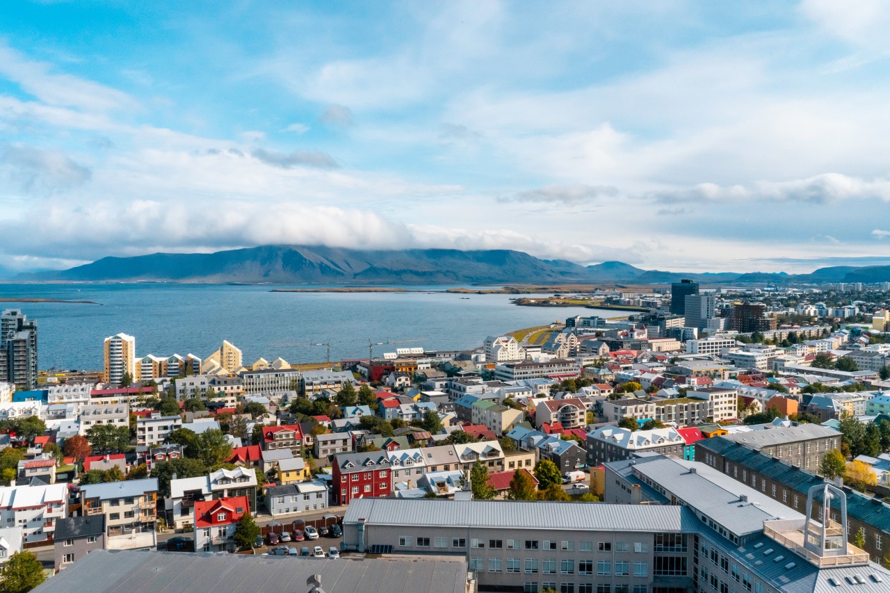 Aerial view of Reykjavik downtown
