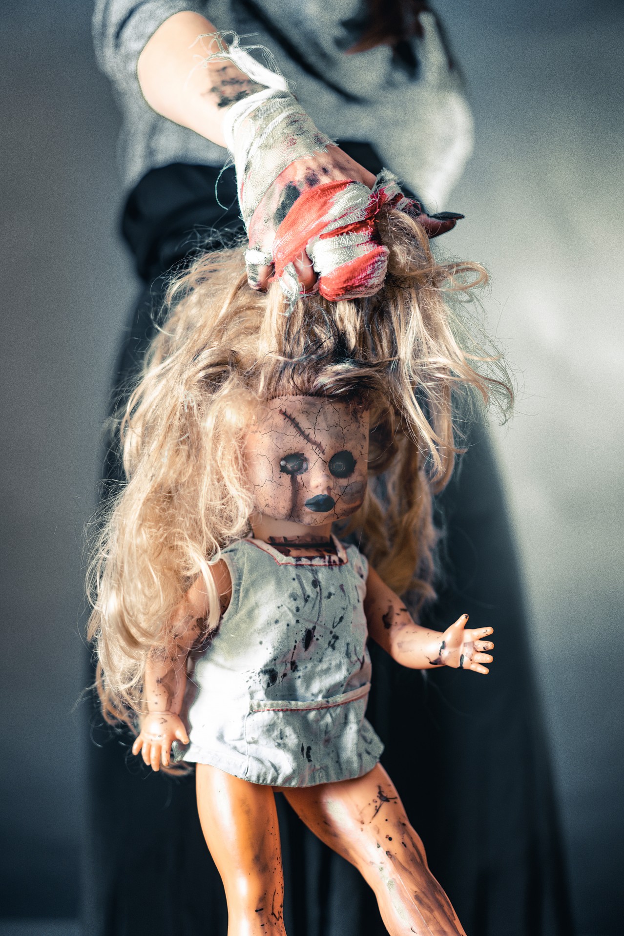 Scary Halloween doll with scars