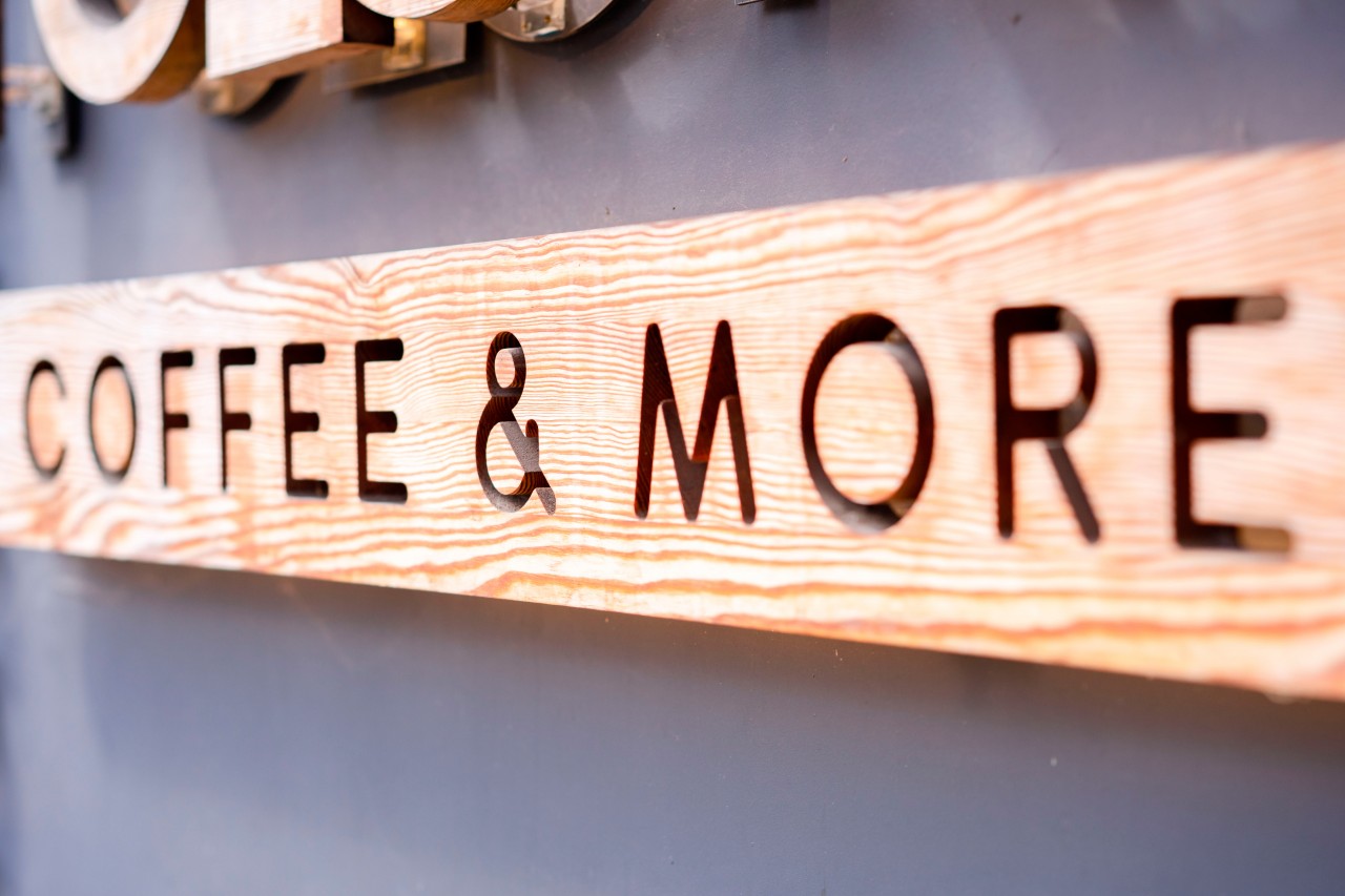 Wooden signboard in a coffee shop
