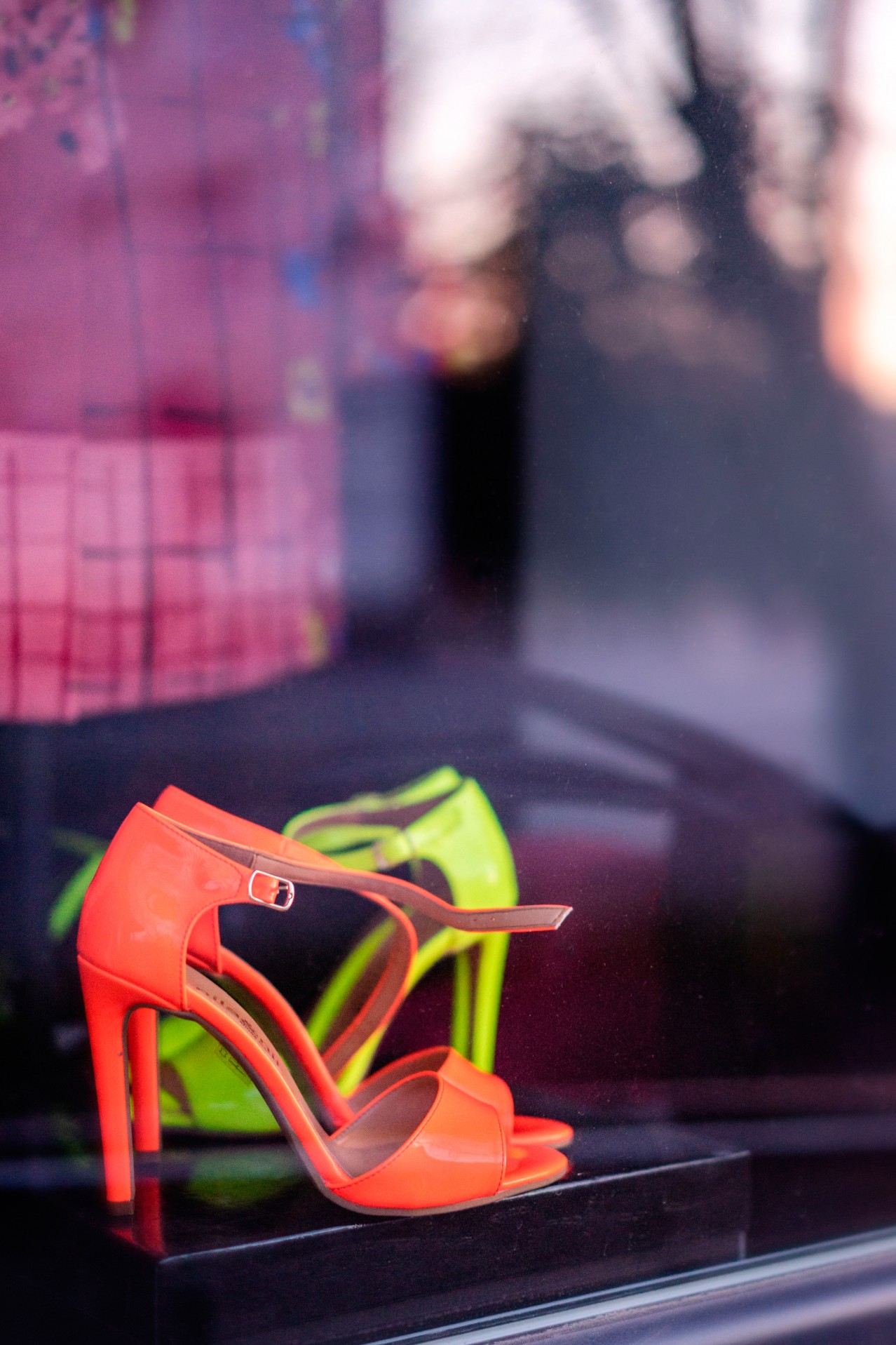 Bright shoes on a shop window