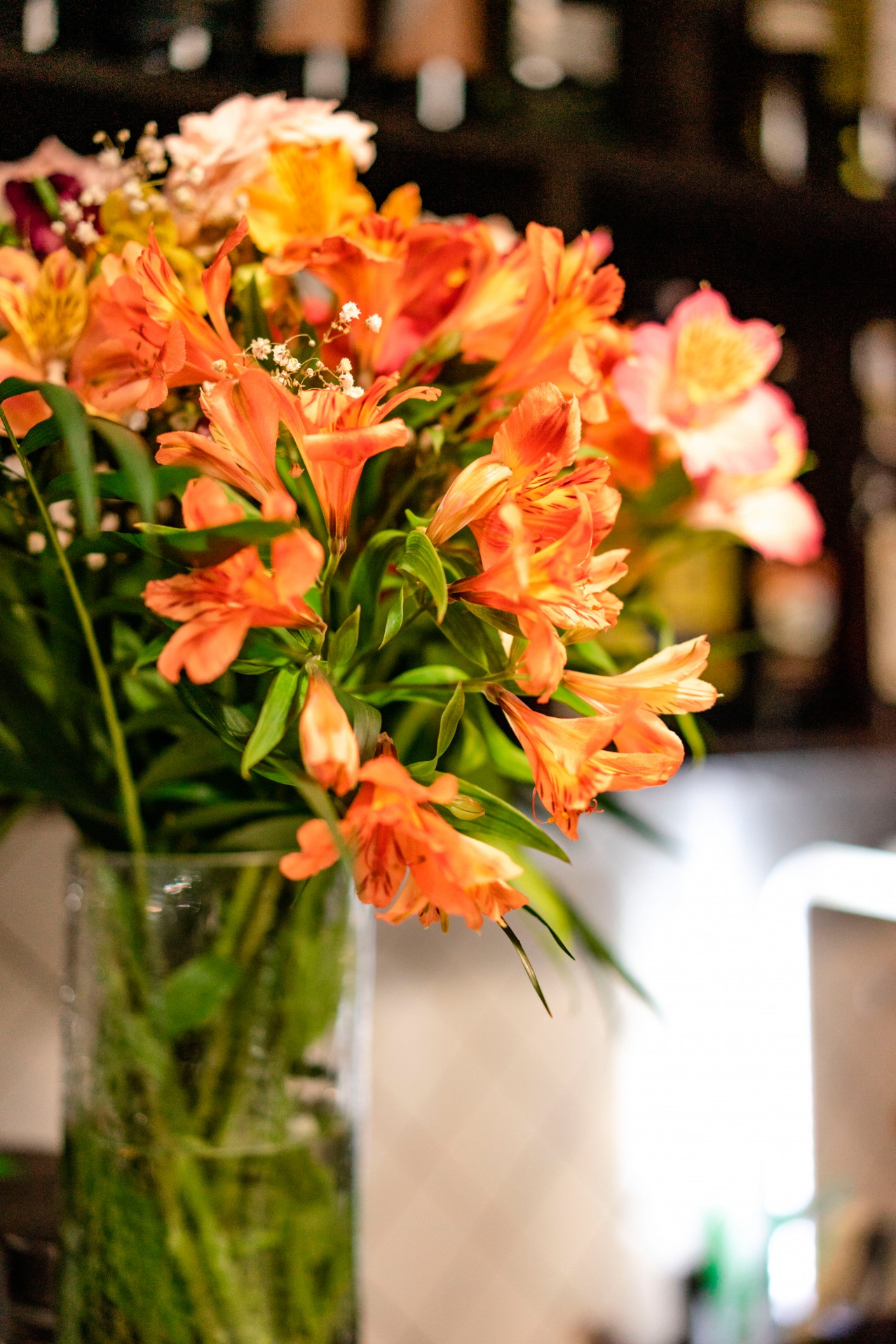 Orange lilies in the vase