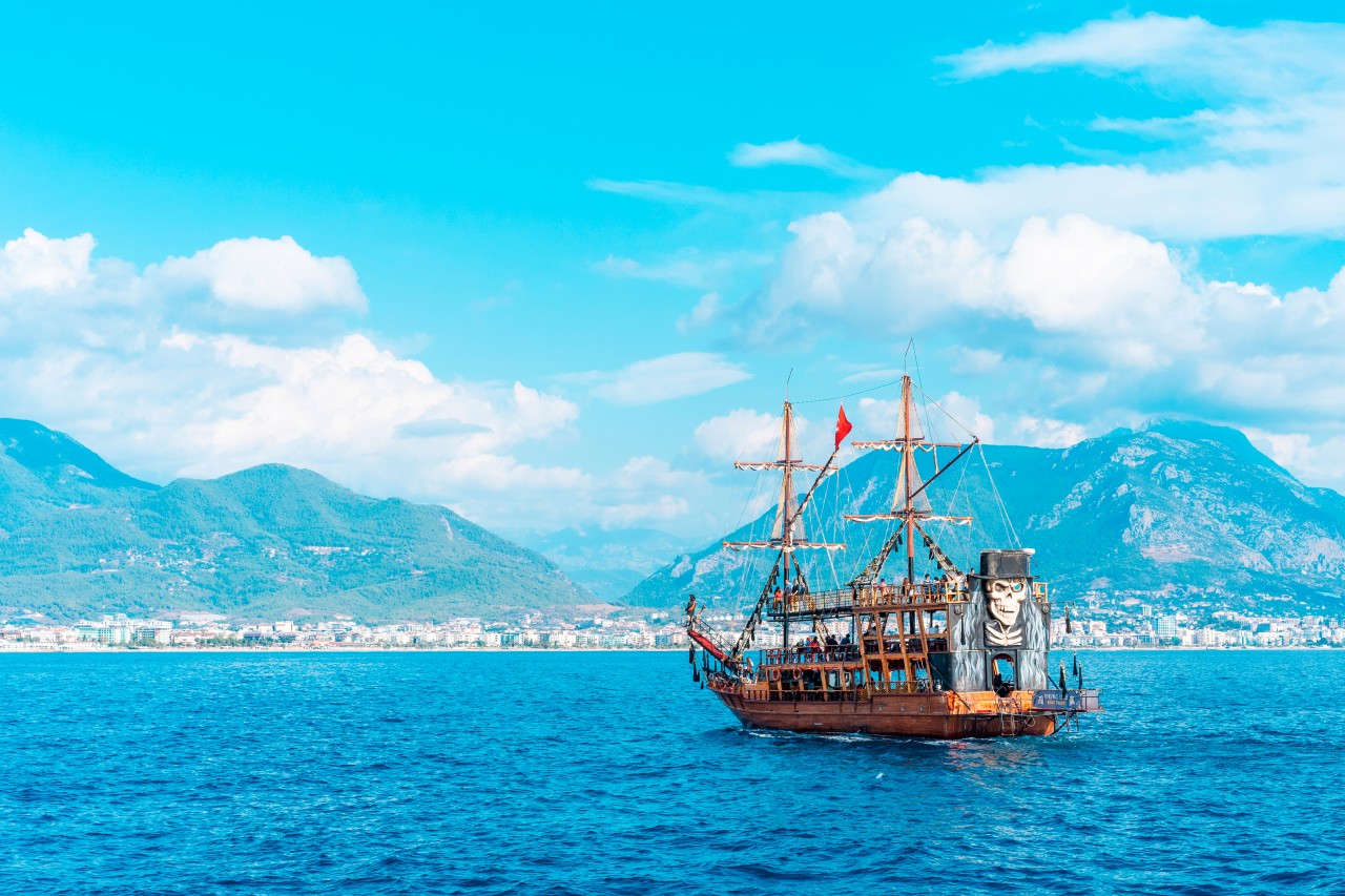 Ship restaurant in the sea in Turkey