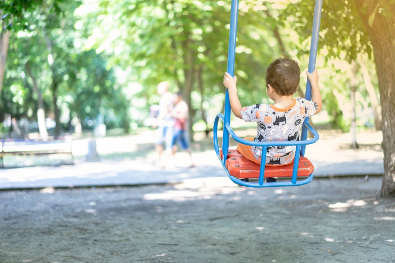 A Child on a Swing in the Park
