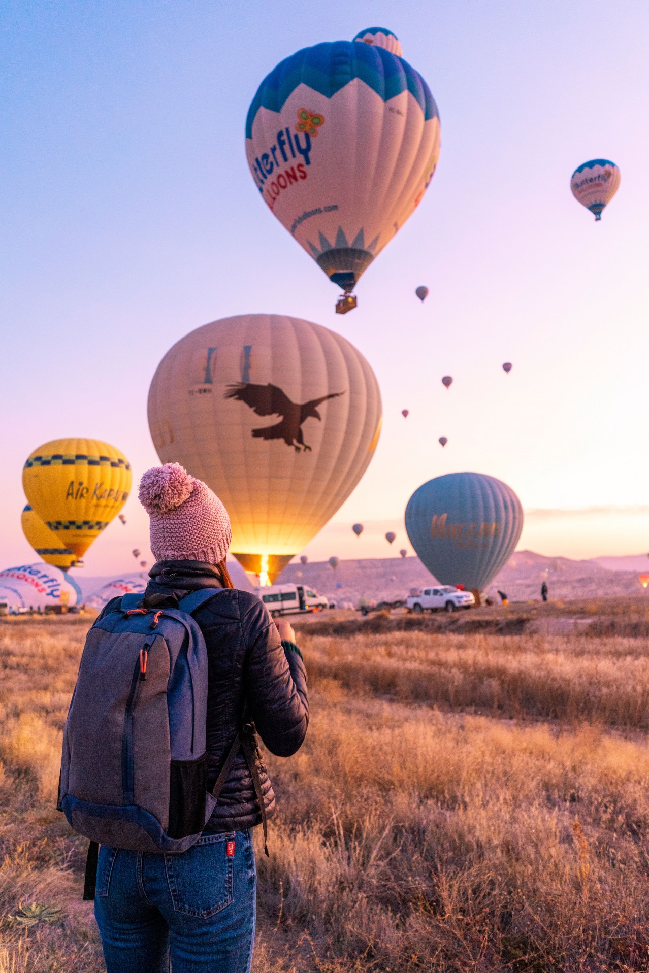The Girl Looks at the Balloons of Cappadocia