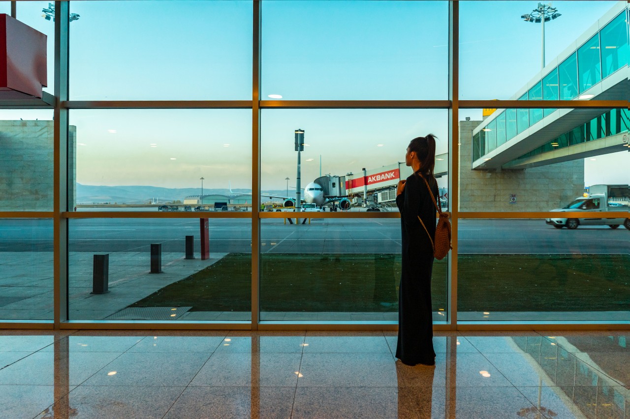  Brunette Woman at International Airport