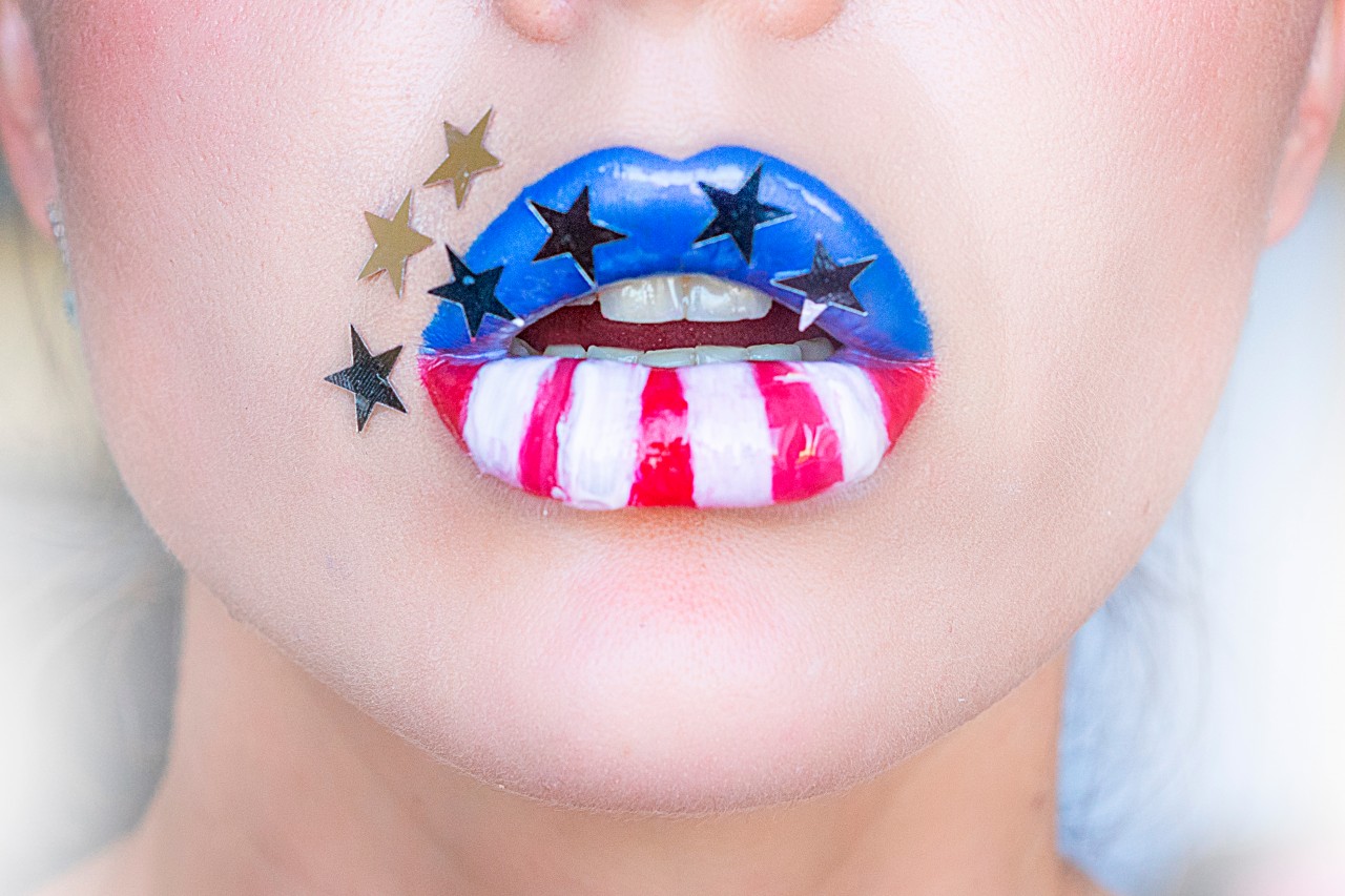 American Flag Lip Makeup