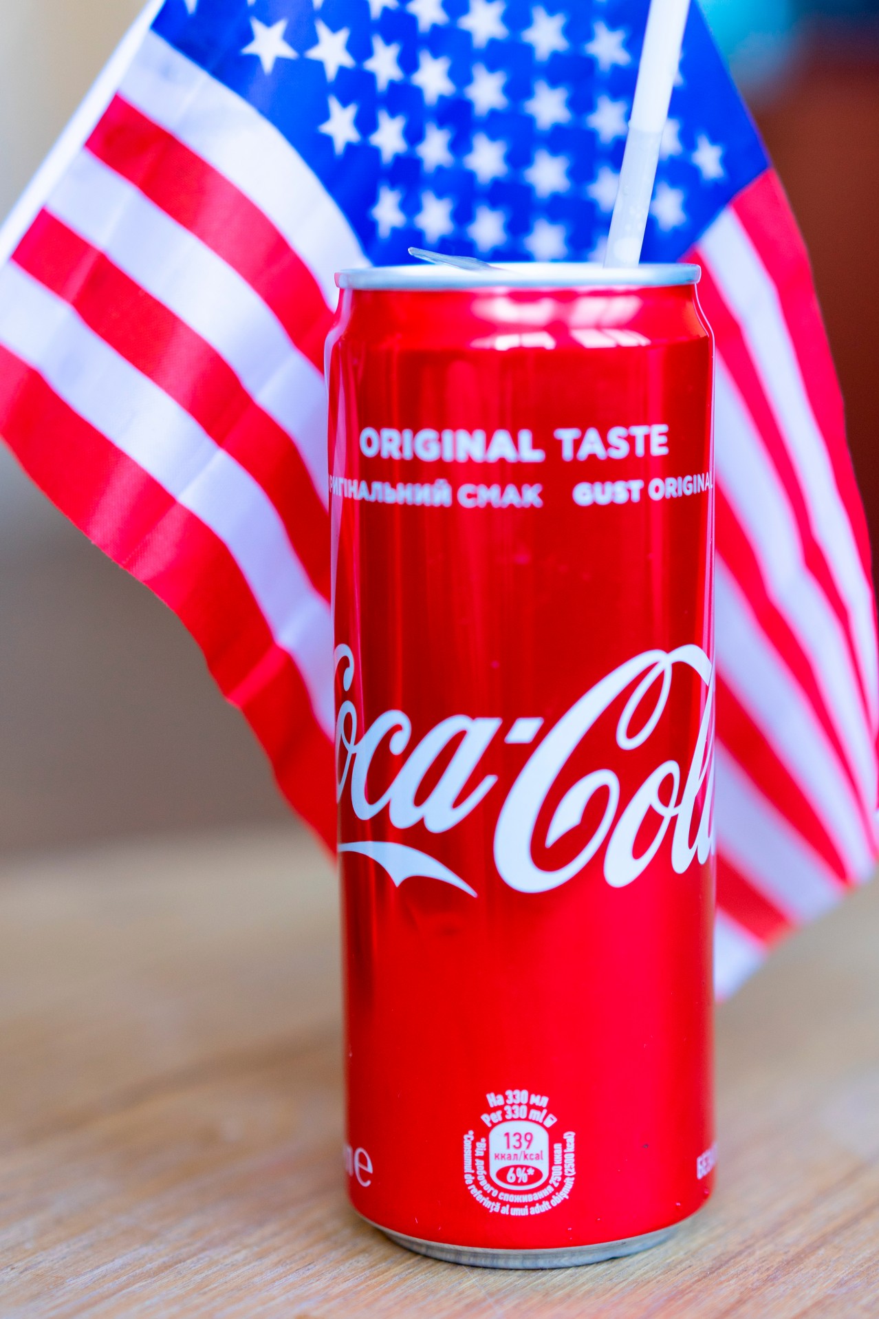 Coke with American Flag on Background