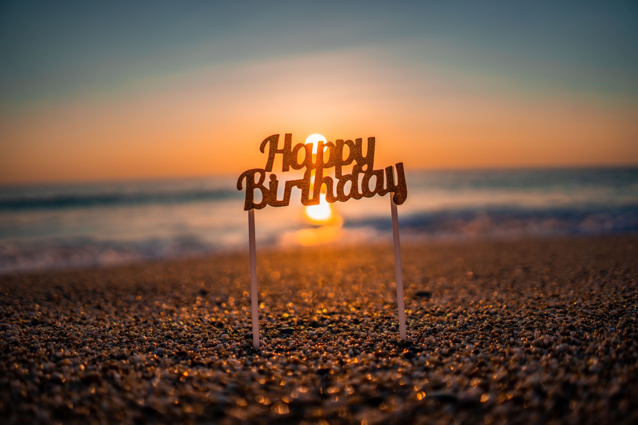 Birthday Decoration on the Beach in the Sand
