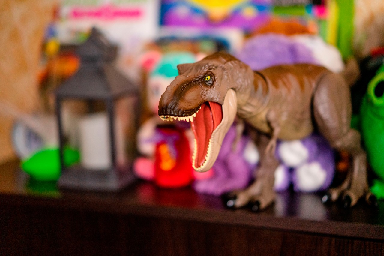 Toy dinosaur in the nursery