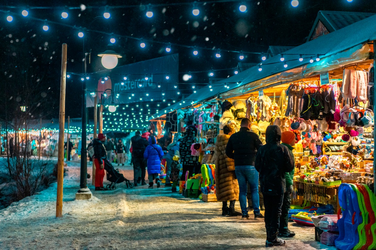 New Year market at night